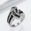 Кольцо Huitan Personality Black Enamel Knot Ring для женщин, новое современное дизайнерское шикарное женское кольцо на палец, вечерние украшения с фианитами