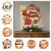Thanksgiving Wall Decor Autumn Harvest Wooden Wreath Pendant, Front Door Hanging Ornaments with Hemp Rope, Natural Wood Seasonal Sign Pumpkins
