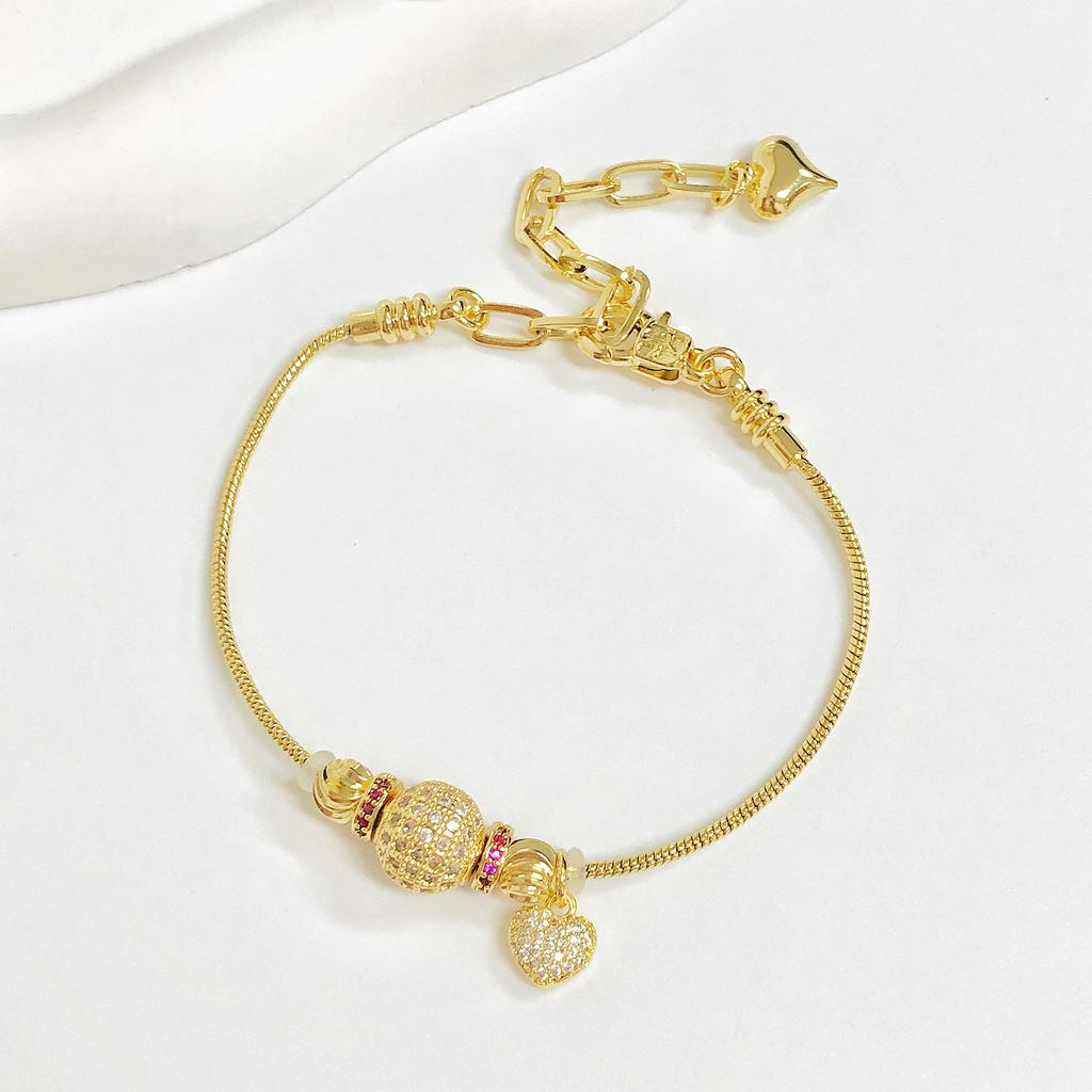 Classic Heart-Shaped Zircon Pendant Snake Chain Bracelet for Women Girls Red CZ Wrist Jewelry Luxury Party Gift Hot Sale 2026
