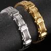 Stainless Steel Bracelet for Men 12MM Width Square Franco Link Chain Men's Bracelets With CZ & Magnet Clasp Gold Color Jewelry