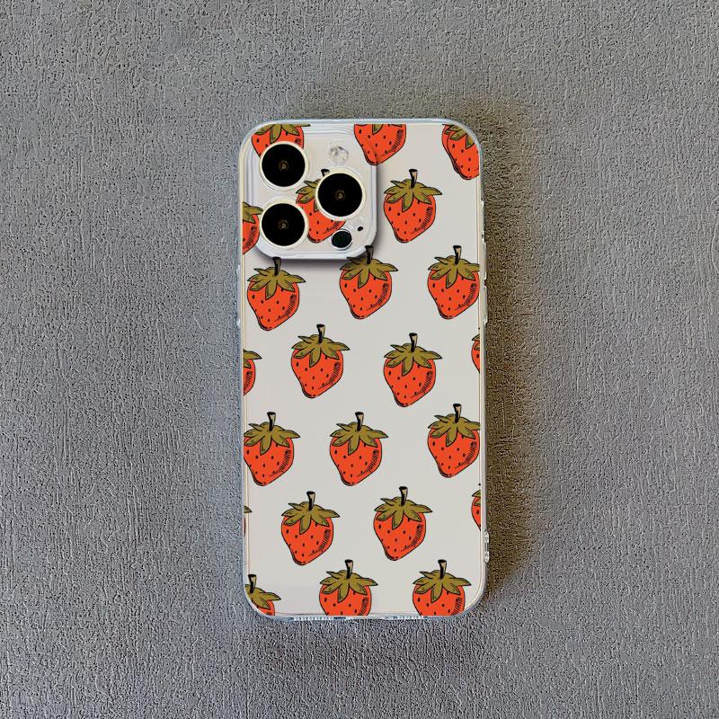 Чехол для телефона с рисунком фруктов (банан, клубника) Прозрачный для iPhone 14 13 12 11 Pro Max 13 12 Mini 14 7 8 Plus XR XS X Прозрачные чехлы
