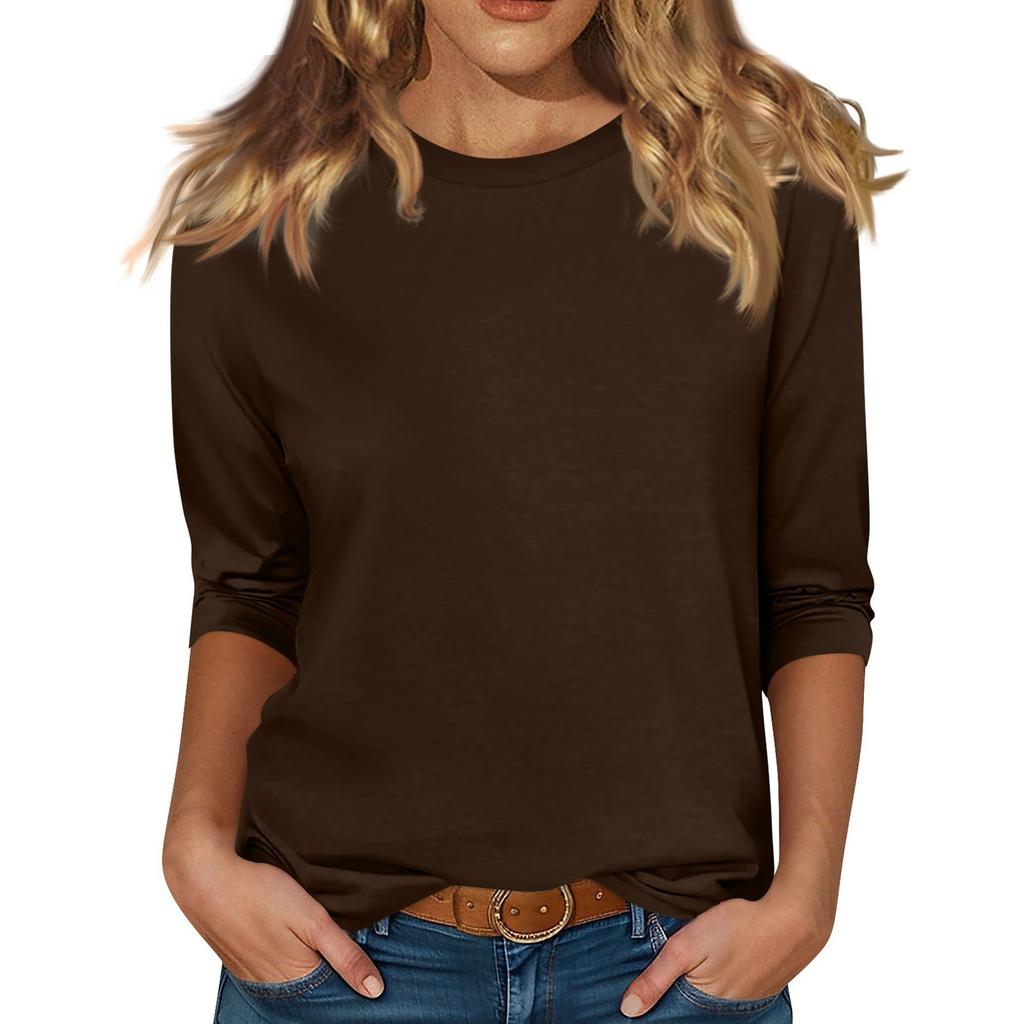 Женская бархатная рубашка с круглым вырезом и рукавом 3/4, верхняя одежда