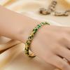 Lightweight Metal Cloisonne Floral Bangle Rhinestone Thin Bracelet  Holiday Presents