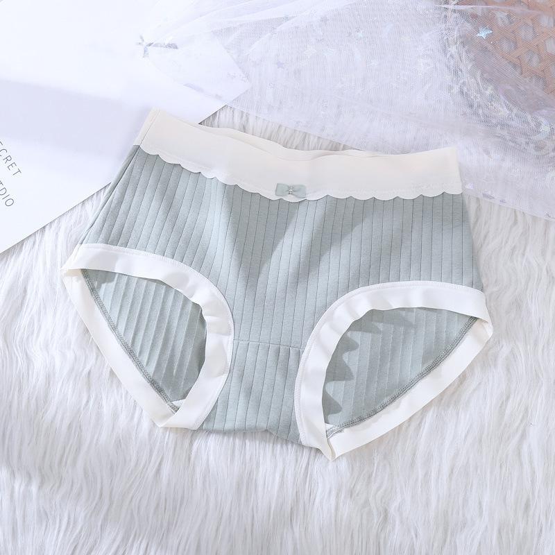 Cotton Mid Waist Underwear for Women with Lingerie Abdominal Hip Lifting Breathable Ice Silk No Trace Antibacterial Plus Size Triangl Pantiese