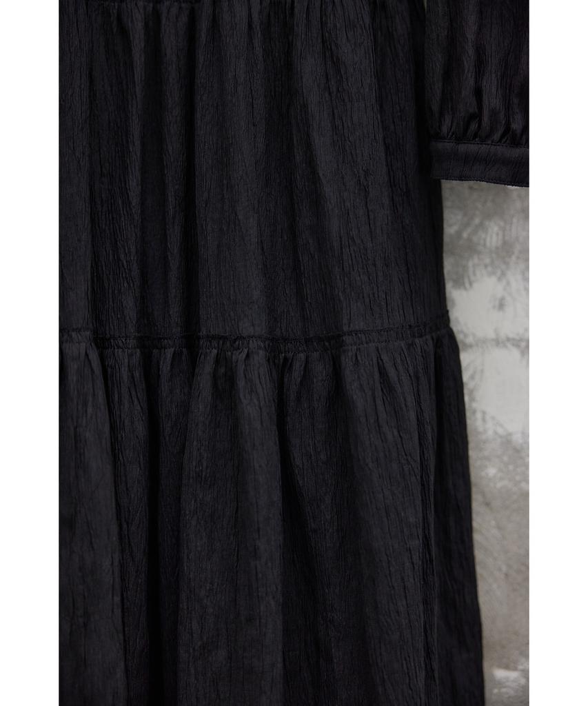 Youth Shirring Pullover Dress - Black