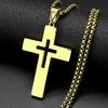 Hollow Punk Christian Cross Pendant Necklace for Women Men Stainless Steel Gold Silver Color Hip Hop Biker Chain Faith Jewelry