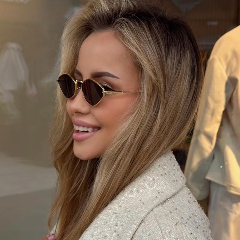 2 шт. Маленькие Полигональные Солнцезащитные Очки Женские Роскошный Бренд Стимпанк Металлическая Оправа Солнцезащитные Очки Женские Ромбовидные UV400 Очки