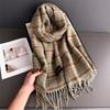 Elegants Classics Plaid Designer Scarf Women Luxury Neckerchief Winter Cashmere Shawl Blanket Wrap Pashmina Tassel Warm Lady