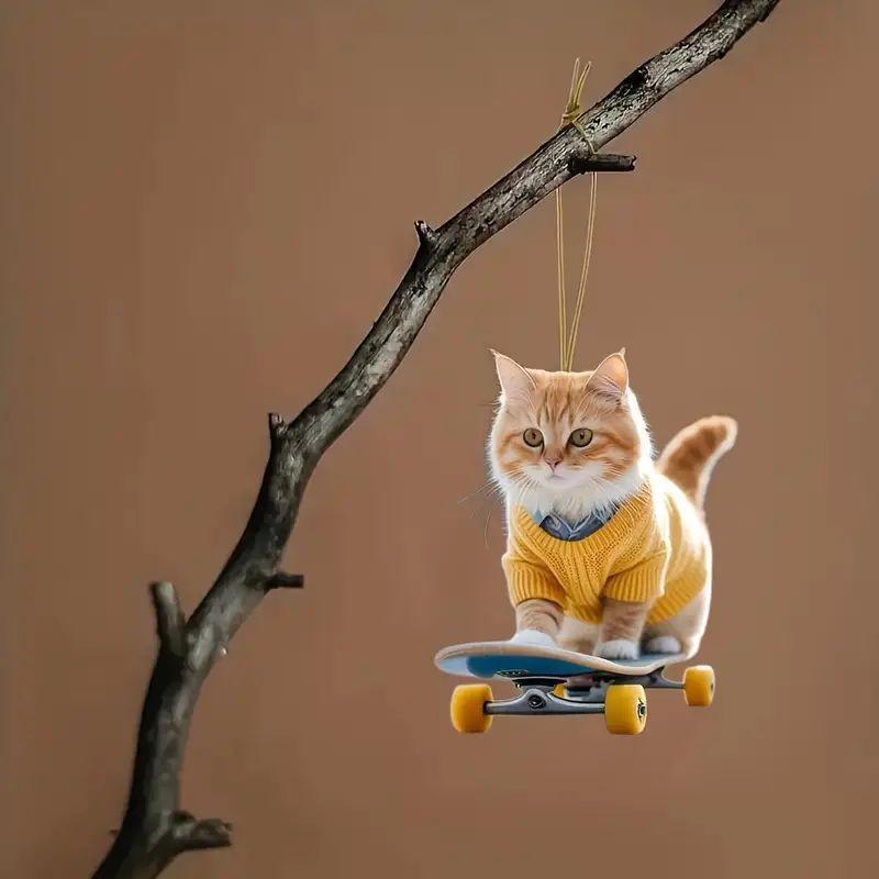 Уникальный акриловый плоский скейтборд кошка украшение для автомобиля очаровательный мультяшный стиль для интерьерного шарма