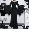Женское платье на Хэллоуин с подолом «рыбий хвост» Slim Fit Нерегулярные манжеты с рюшами и рукавами «летучая мышь» Готическое платье с круглым вырезом Сплошной цвет Косплей Производительность Макси-платье
