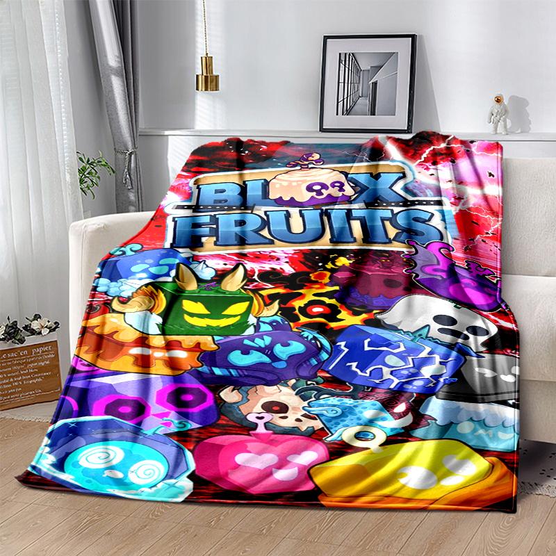 Blox fruit Flannel Blanket Soft Warm All-Season Throw, Design for Camping, Car Travel, Hiking Sofa, Bed, Office Perfect Gift for Parties