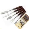 5PCS Wooden Handle Paint Mixing Spatula Metal Working Head Smooth Polished Body Art Painting Scraper Diversified Head Shapes