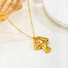 Titanium Steel Gold Mushroom Necklace Lucky Symbol Embedded with Zirconium Pendant Plated with True Gold for Color Protection CLE