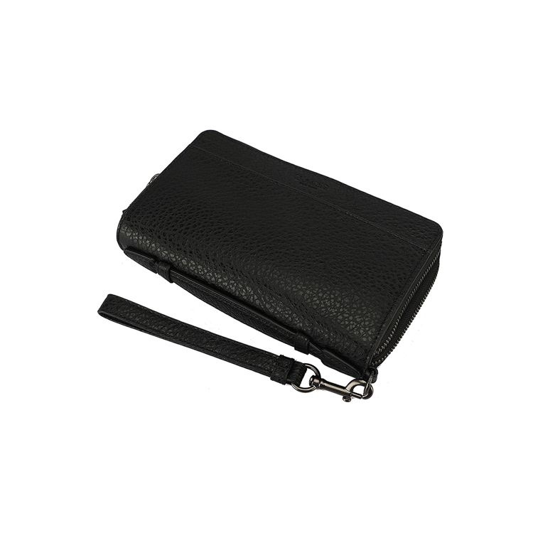 Coach Кошелек на двойной молнии Органайзер для путешествий 20 однотонных кожаных клатчей Мужские кошельки Черный 67624-QBBK