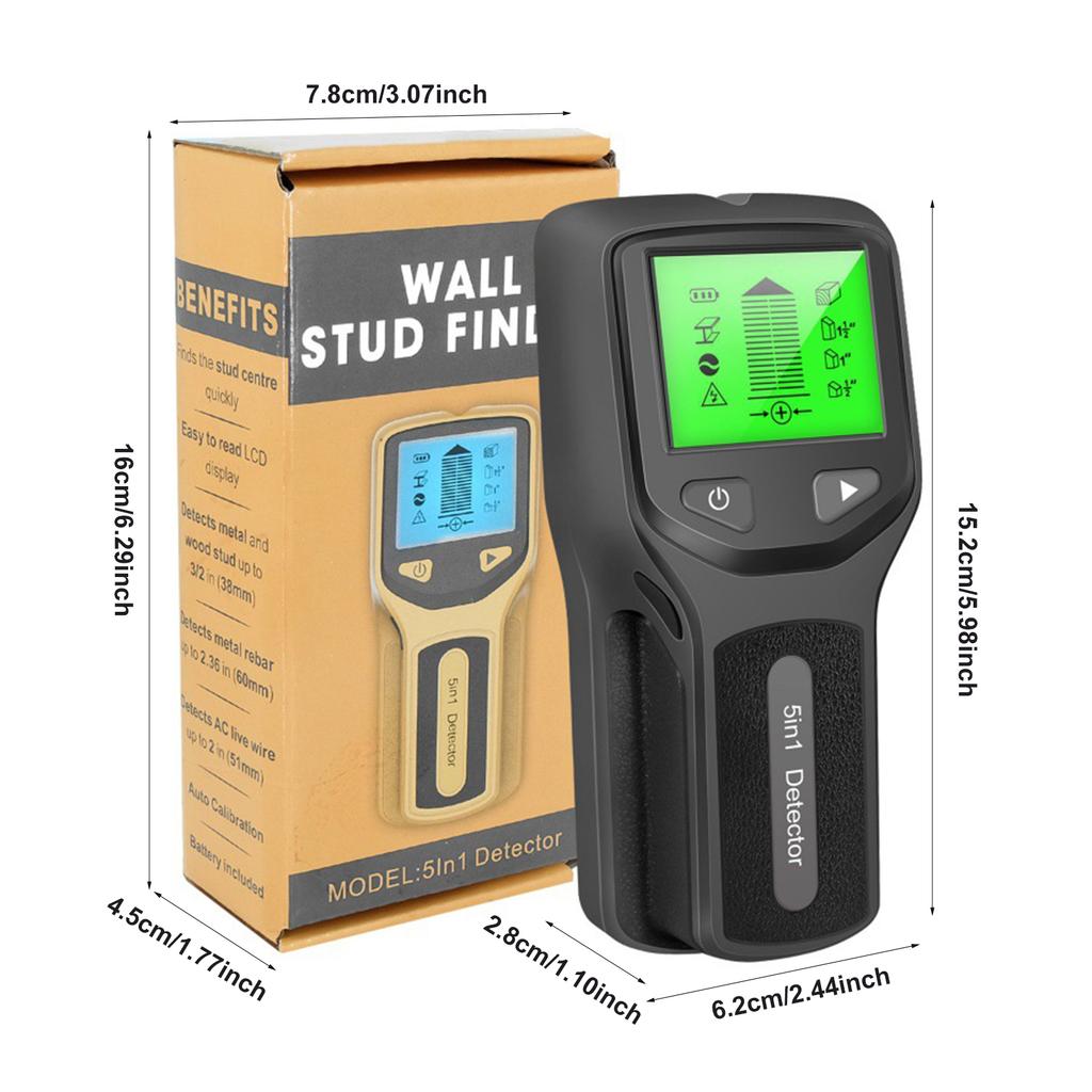 WPP123 Настенный сканер Металлоискатель Указатель Обнаружение металла переменного тока Многофункциональный металлоискатель со звуковой и визуальной сигнализацией