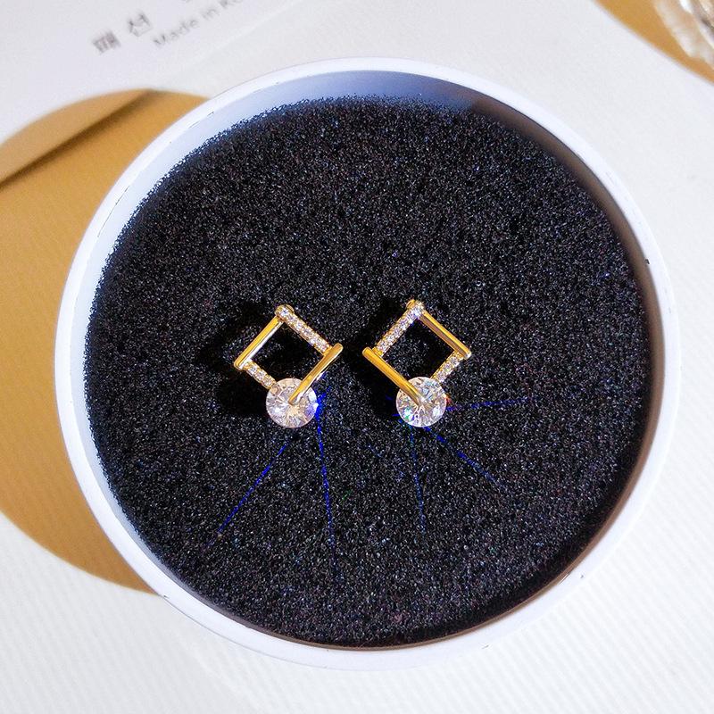 Геометрические бриллиантовые инкрустированные бриллиантовые серьги Серьги для студенток без пирсинга ушей