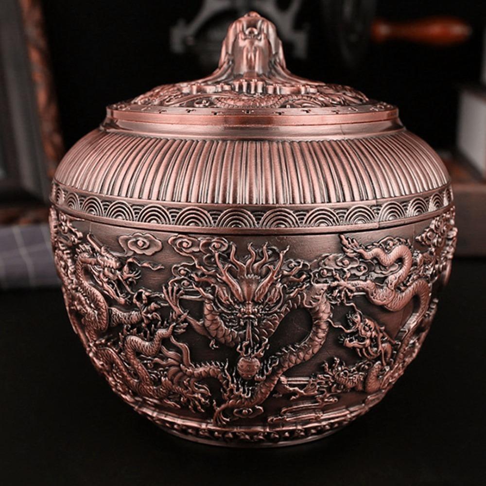 Red Copper Tea Canister Bronze Decorative Tea Jar Metal Tea Canister For Countertop Storage