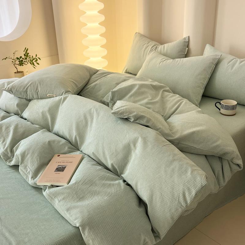 Хлопковая простыня Пододеяльник Спальня Двухъярусная кровать Покрывало из чистого хлопка Простыня Постельный набор Простой стиль