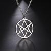 Vintage Thelema Unicursal Hexagram Symbol Pendant Necklace  Stainless Steel Emblem Amulet Talisman Crowley Sign Jewelry