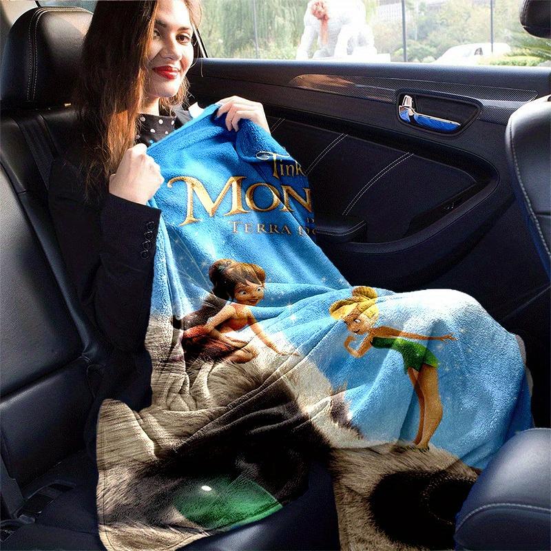 1pc Tinker Bell Printing Blanket - Soft, All-Season Throw for Office Blanket, | Personalized Gift with Adorable Cartoon Design