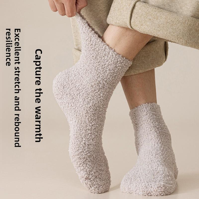 Мужские утолщенные согревающие носки до середины икры из кораллового флиса, которые не дадут вашим ногам замерзнуть во время сна, носки для сна, зимние носки для мужчин