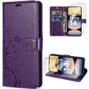 Case and Tempered Glass - E.F.CONNECTION - For Xiaomi Redmi Note 14 5G - Synthetic - Butterfly Pattern - Dark Purple