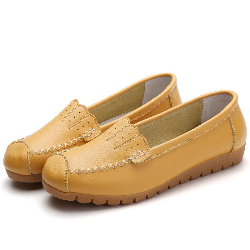 Женские туфли на плоской подошве, летние женские туфли из натуральной кожи на низком каблуке, повседневные туфли на плоской подошве, женские мокасины, мягкие балетки для медсестер 253