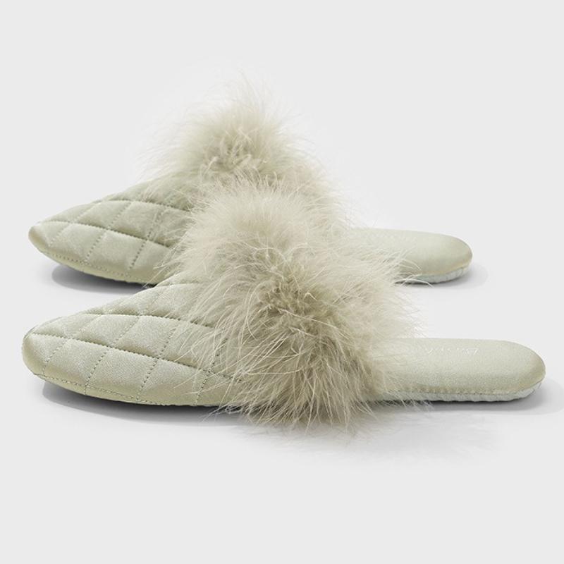 Fashion Fashion Feather Decoration Design Slippers Women Comfort Lightweight Soft Sole Home Slippers Elegant Non Slip Zapatos De Mujer