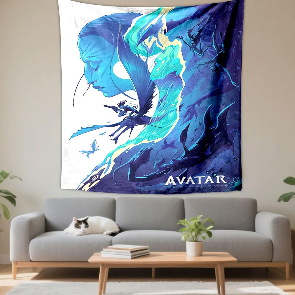 Avatar Movie Poster Tapestry Wall Hanging, Pandora Blue Alien Film Art, Sci-Fi Wall Decor for Bedroom Living Room Dorm