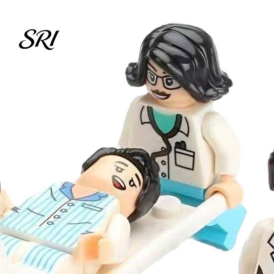 Kids Hospital Toy Mini Medical Scene Figures Set with Patient Nurse Doctor And Equipment Surgical Gown Figure Miniature Building Block for Pretend