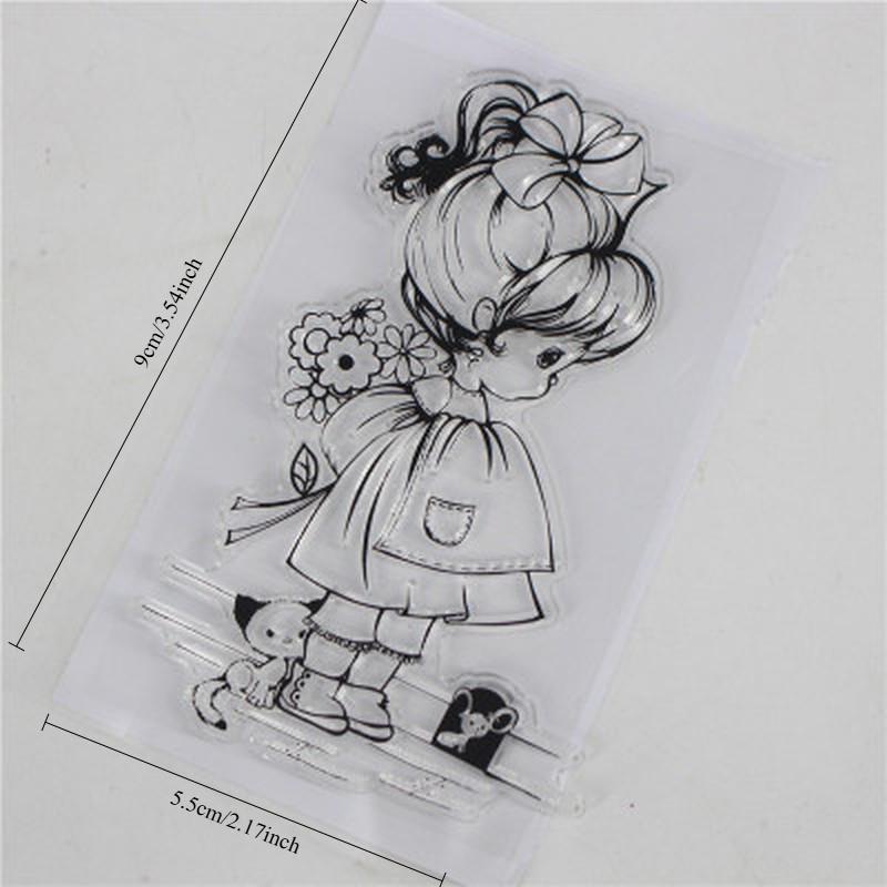 1 шт. штамп с изображением милых девушек и собак, прозрачный резиновый штамп для изготовления открыток для скрапбукинга, подарок ручной работы