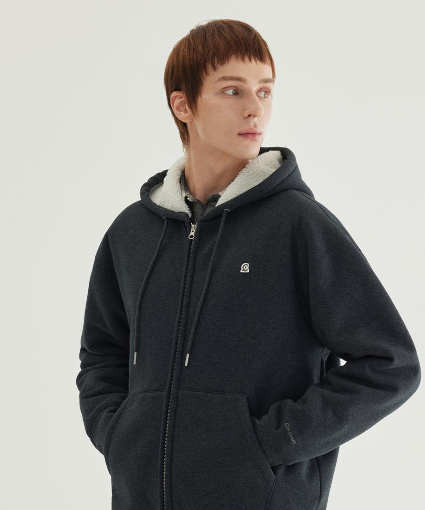 Covernat Signature Symbol Boa Zip-Up Melange Charcoal