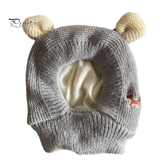 Children Hat Winter Pet Cap Knitted High Elasticity Keep Warm Solid Color Ear Decor Toddler Boys Girls Beanie Photo Prop Headwear