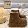 Женские зимние ботинки 2025 зима новые утолщенные бархатные теплые на толстой подошве большой хлопок Северо-Восточная Европа обувь для увеличения роста дети