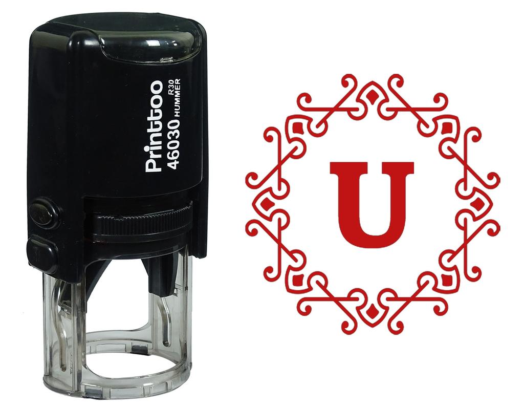 Printtoo Alphabet U Monogram Octagon Celtic Swirl Frame Self Inking Rubber Stamp Office