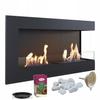 Wall Mounted Bioethanol Fireplace DELTA TÜV Right-sided with Decorative Stones with Glazing Set