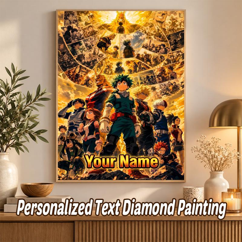 My Hero Academia Custom Name Text 5D Diamond Painting Kit DIY Full Drill Diamond Art Decoration