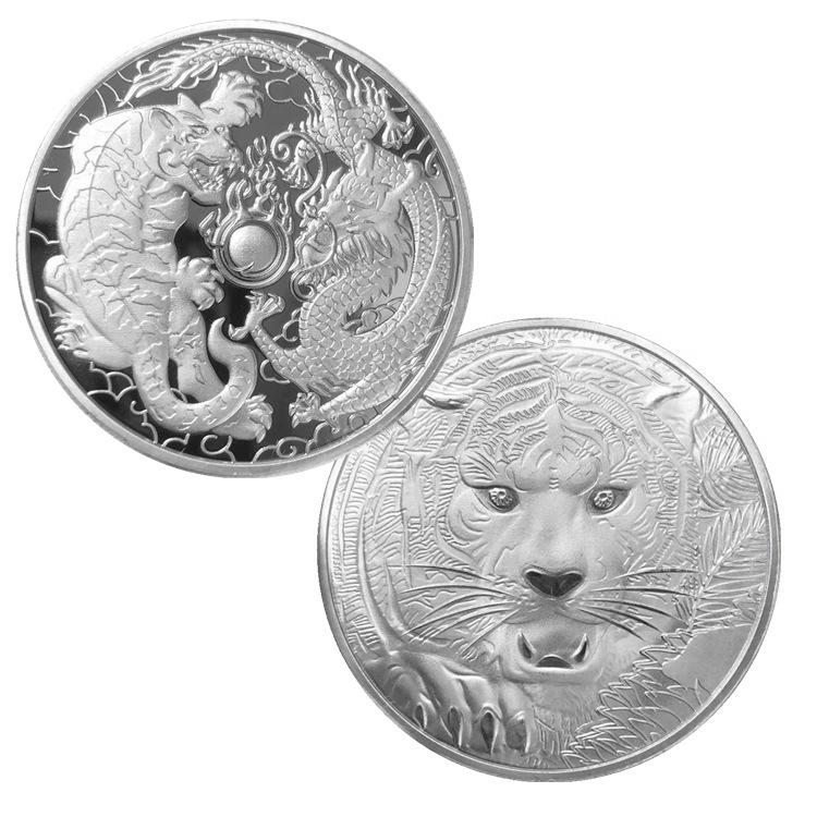 American themed series commemorative medals, foreign trade commemorative coins, dragon and tiger battles, metal badges, coins