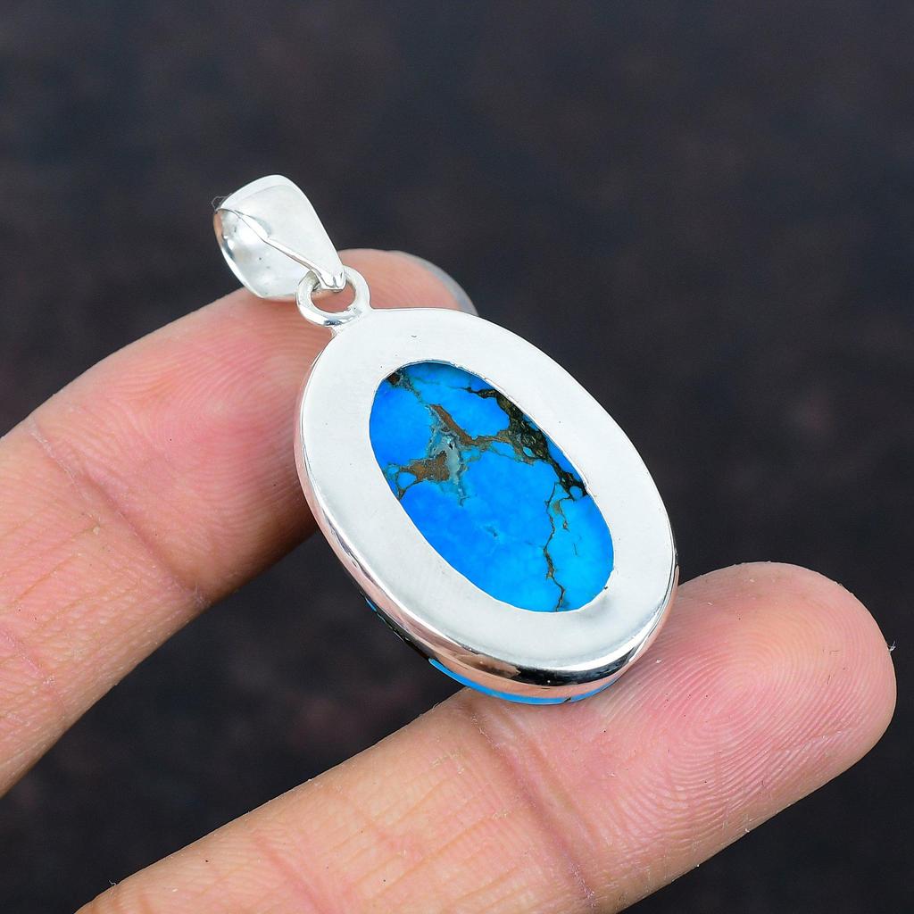 Подвеска из тибетской бирюзы, подвеска из драгоценного камня, серебряная подвеска 925 пробы, уникальный стиль, ювелирное украшение, подвеска ручной работы, серебряные украшения, подарки для матери