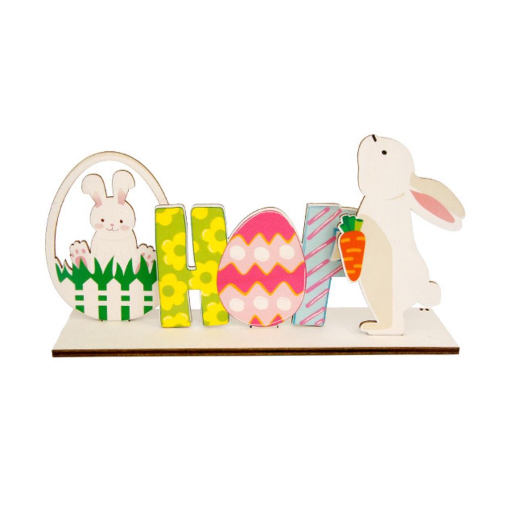Wooden Easter Bunny Cute Home Ornaments Decorative Crafts