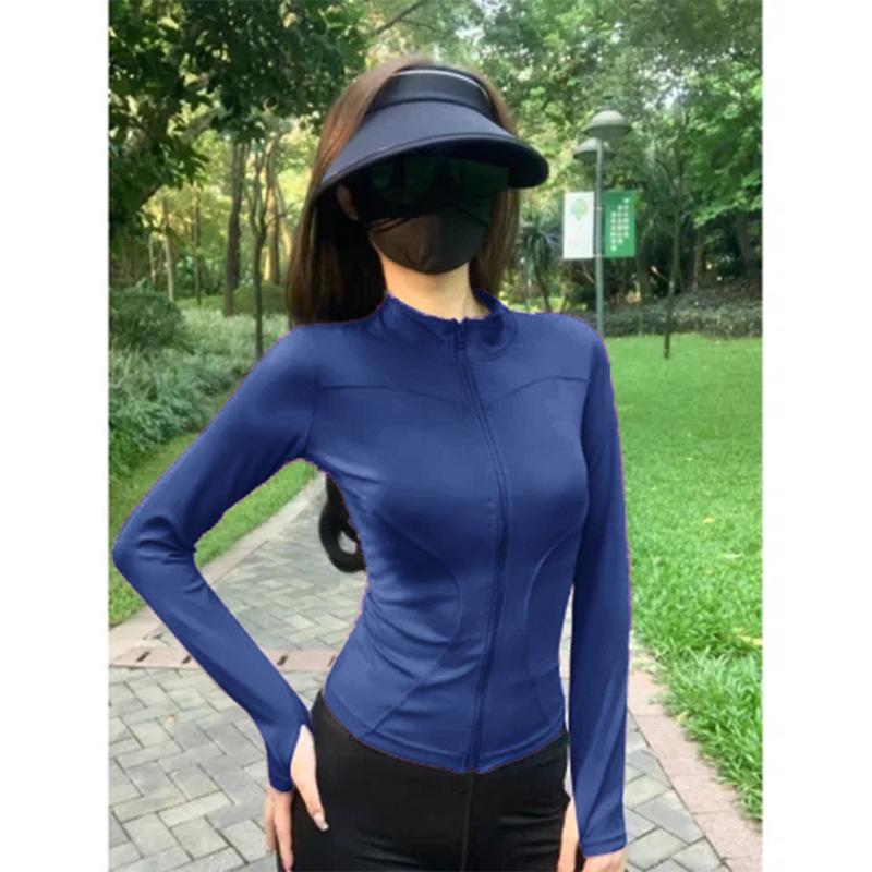 Sunscreen clothes, yoga clothes, women's zipper jackets, sports tops, slim-fitting long-sleeved outer wear, running professional training fitness