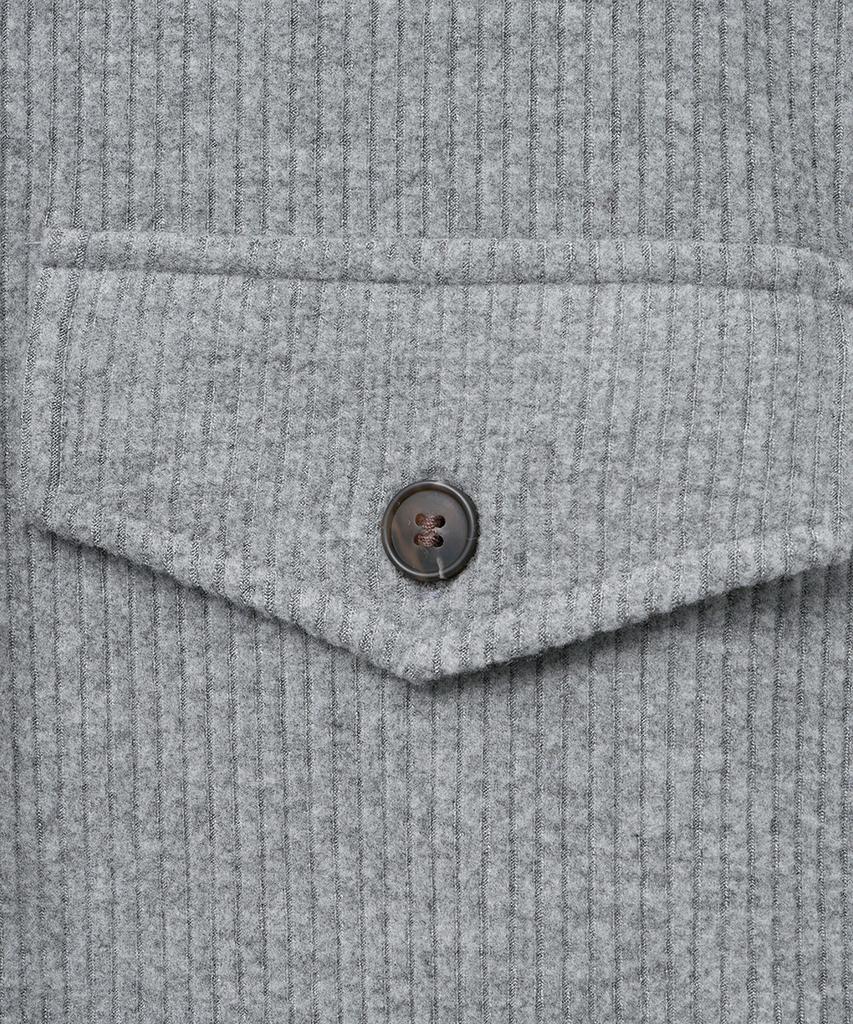 NOIRER Ribbed Henley Neck Long Sleeve T-Shirt (Gray)