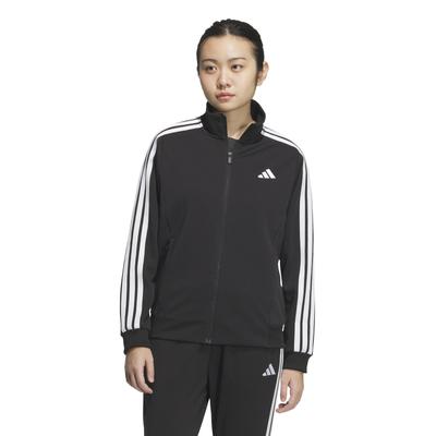 Женская куртка Adidas Track Top с тремя полосками, свободного кроя, двойной вязки JVP35, черно-белая (JW9786)
