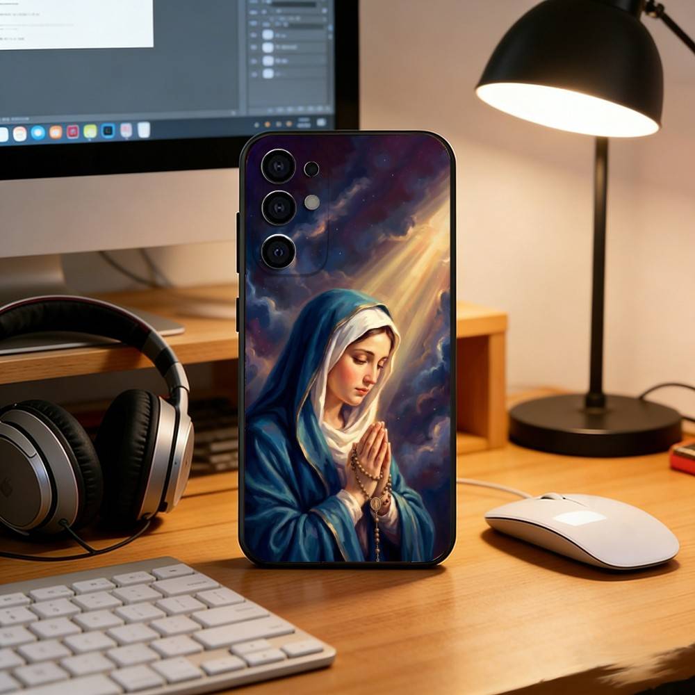 Virgin Mary Phone Case For Samsung S25,S24,S21,S22,S23,S30,Ultra,S20,Plus,Fe,Lite,Note,10,Black Cover