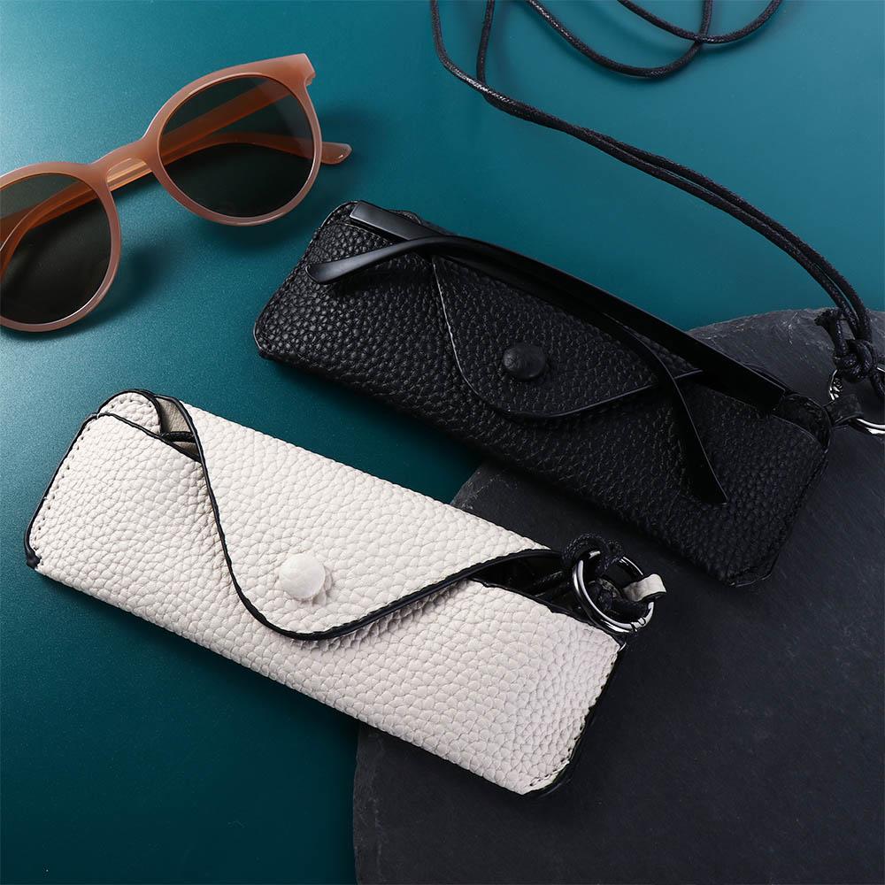 Eyewear Protective Case Sunglasses Storage Bag PU Leather Glasses Case Hanging Eyeglasses Holder