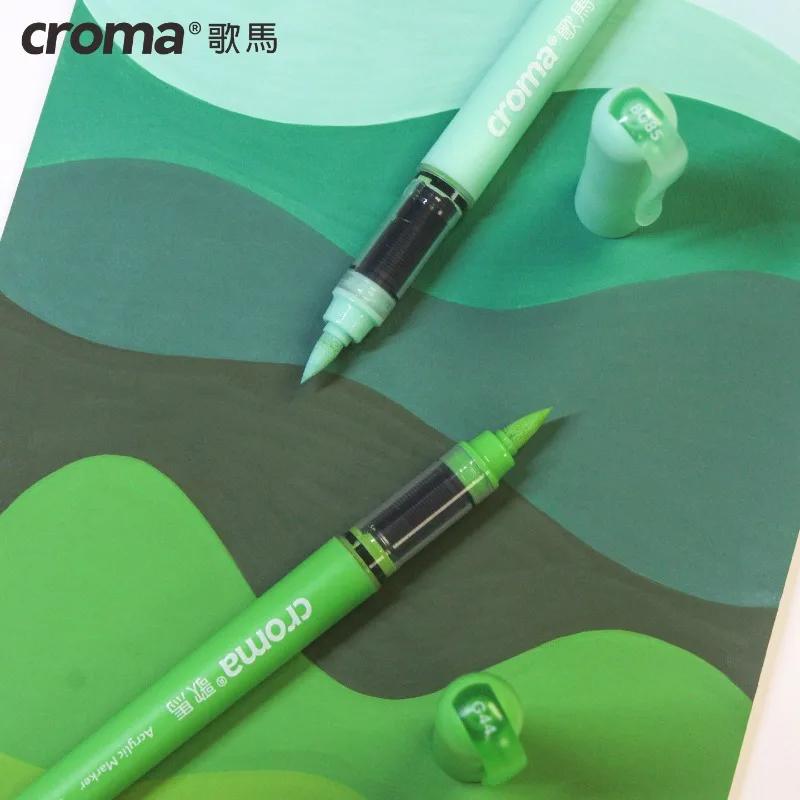 Набор многоразовых акриловых маркеров Croma 160/1 Colors с мягким наконечником, смываемые акварельные кисти, школьные принадлежности
