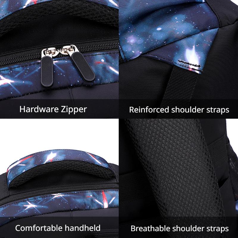 Рюкзак большой вместимости «Звездное небо» с водонепроницаемым покрытием для мальчиков - Включает пенал и маленькую сумку, идеально подходит для школы и повседневного использования