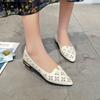 Women's Shoes Korean Fashion Pointed Single Shoes Female Flat Bottom Hollow Shoes Beans Shoes