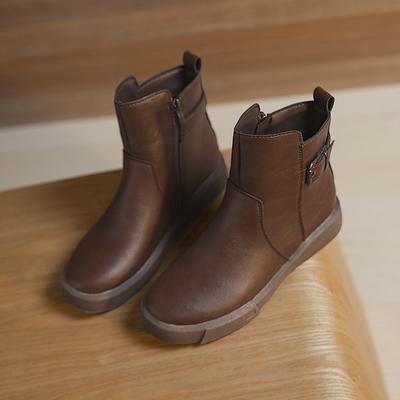 Ботильоны на плоской подошве с современными ботинками, женская обувь с круглым носком на весну/осень, распродажа, фирменные лаконичные женские ботинки на низком каблуке с пряжкой