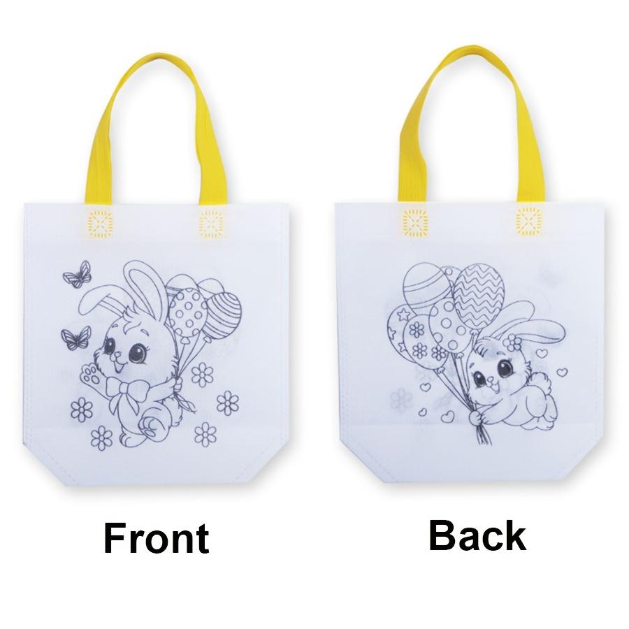 10Pcs Easter Non-Woven Graffiti Bags Double-Sided Egg & Rabbit DIY Painting Handbags for Mother's Day Easter Party Gifts ZSY